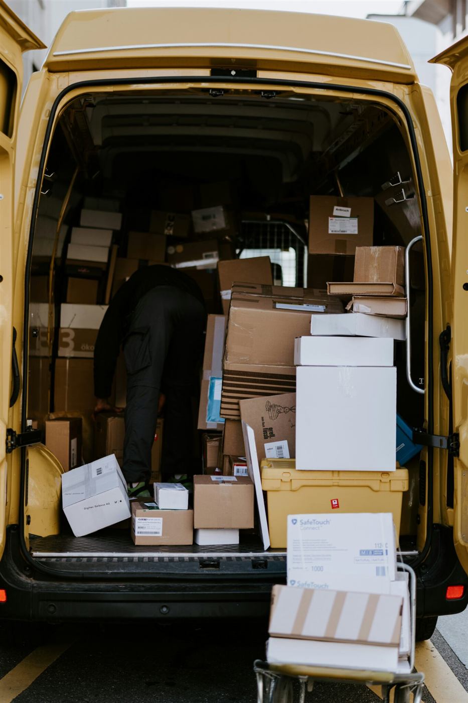 Removal van packed with boxes ready for transport